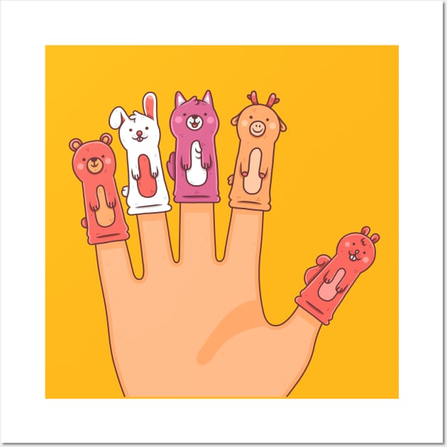 Cute Fingers Puppets Wall Art by Mako Design 